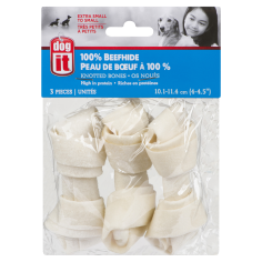 BEEFHIDE KNOTTED BONE 4-4.5IN 3PK