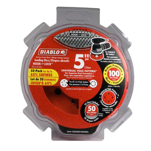 SANDING DISC 5-IN 100 GRIT 50 PACK
