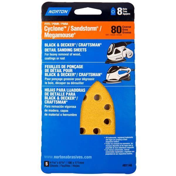 SANDING SHEET 80 GRIT 8 HOLE 5 PACK