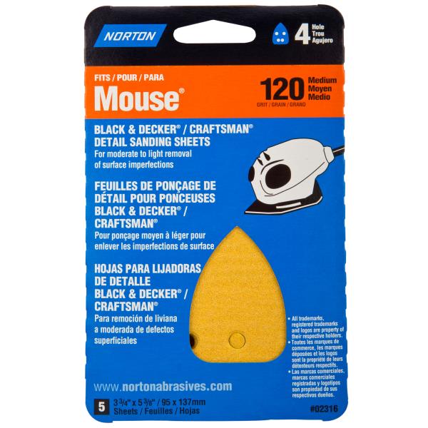 SANDING SHEET 120 GRIT 4 HOLE 5 PK