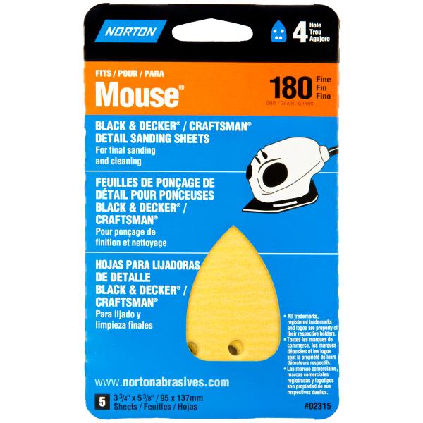 SANDING SHEET 180 GRIT 4 HOLE 5 PK