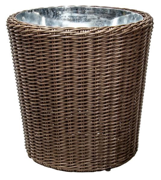 RATTAN PLANTER BROWN 19.5-IN