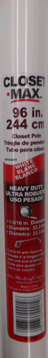 CLOSET POLE STEEL WHITE 8-FT