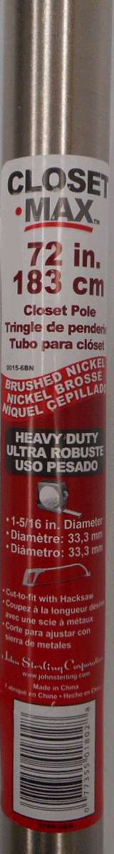 CLOSET POLE STEEL NICKEL 6-FT
