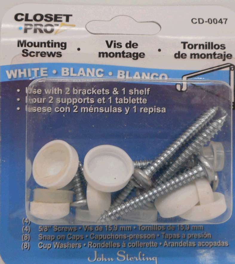 SHELF AND ROD BRACKET SCREW WHITE