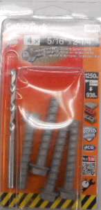 ANCHOR SCREW 5/16 X 2-1/4IN 4PK