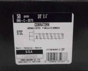 ANCHOR SCREW 3/8 X 4IN 50PK