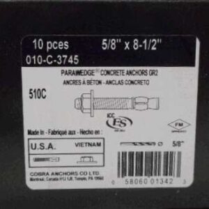 PARAWEDGE ANCHOR 5/8 X 8 1/2IN 10PK