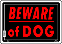 SIGN BEWARE OF DOG 10X14-IN