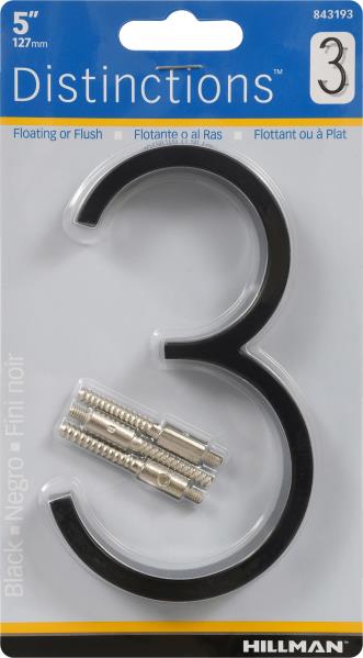 ZINC HOUSE NUMBER 3 BLACK 5-IN
