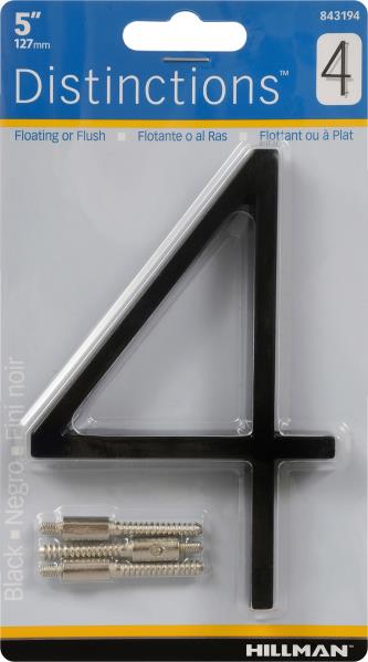 ZINC HOUSE NUMBER 4 BLACK 5-IN