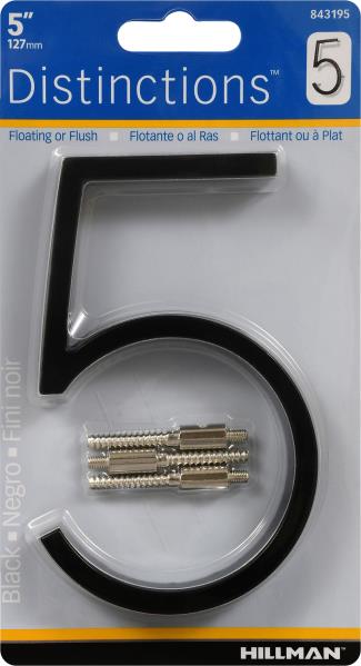 ZINC HOUSE NUMBER 5 BLACK 5-IN