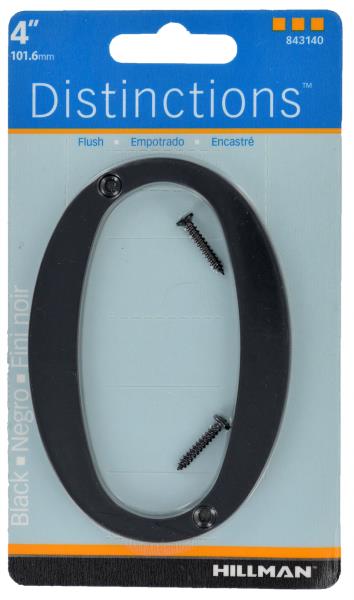 HOUSE NUMBER 0 CHROME BLACK 4 INCH