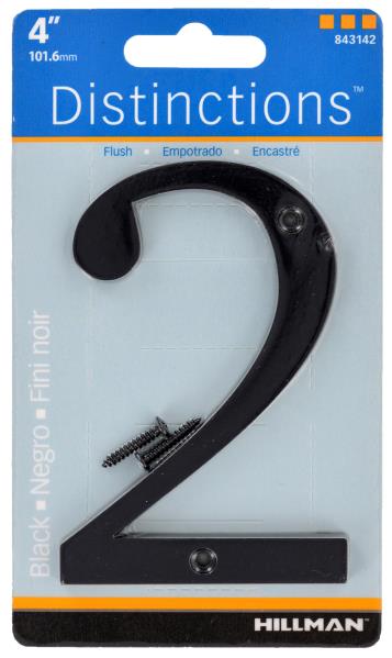 HOUSE NUMBER 2 CHROME BLACK 4 INCH
