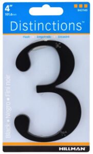 HOUSE NUMBER 3 CHROME BLACK 4 INCH