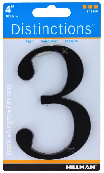 HOUSE NUMBER 3 CHROME BLACK 4 INCH