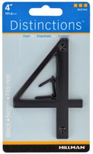 HOUSE NUMBER 4 CHROME BLACK 4 INCH