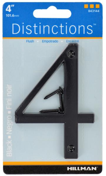 HOUSE NUMBER 4 CHROME BLACK 4 INCH