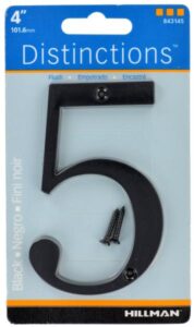 HOUSE NUMBER 5 CHROME BLACK 4 INCH