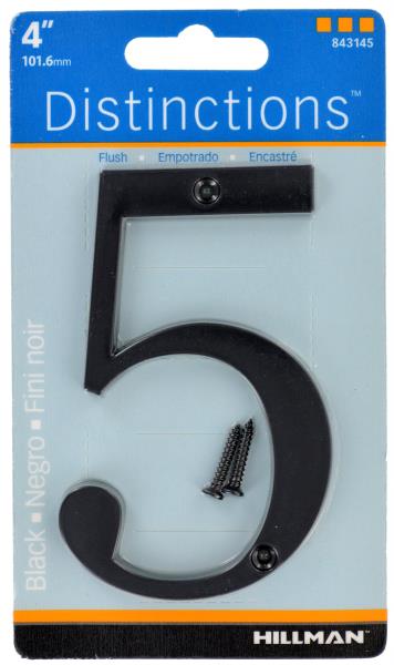 HOUSE NUMBER 5 CHROME BLACK 4 INCH