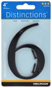 HOUSE NUMBER 6 CHROME BLACK 4 INCH