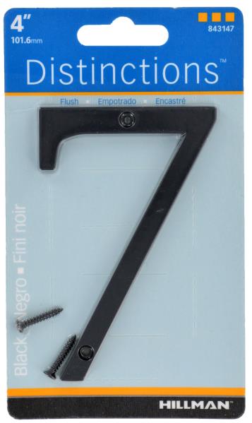 HOUSE NUMBER 7 CHROME BLACK 4 INCH