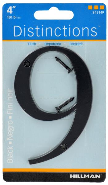 HOUSE NUMBER 9 CHROME BLACK 4 INCH