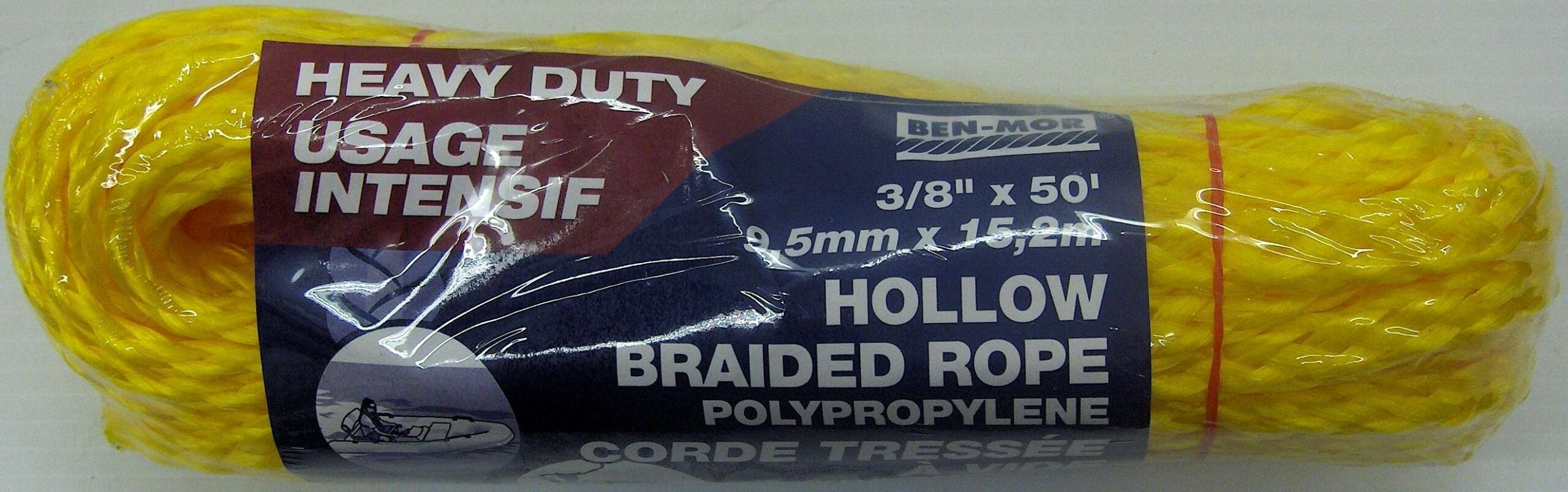 POLY ROPE HOLLOW YELLOW 3/8IN 50FT