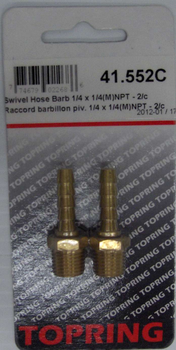 HOSE BARB SWIVEL 1/4 X 1/4-IN MNPT