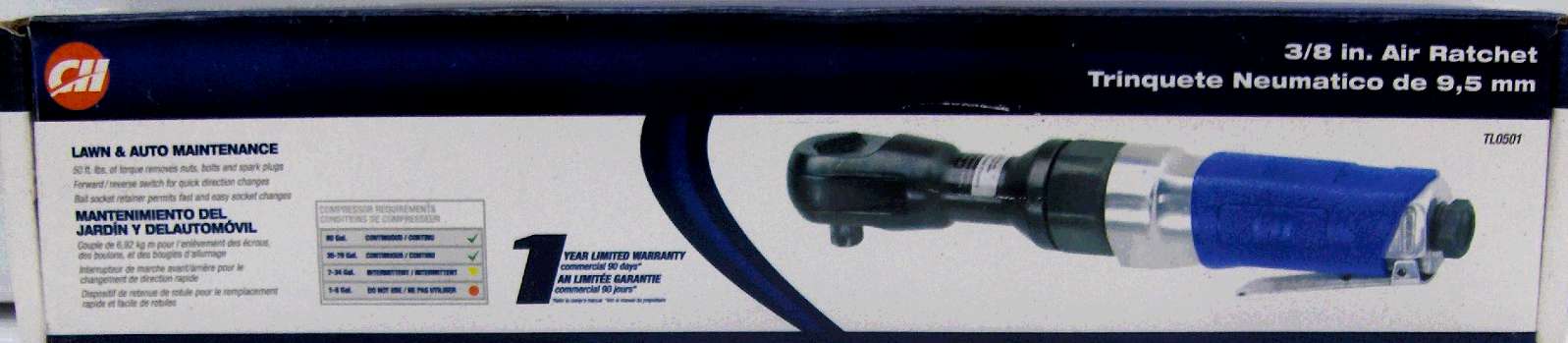 AIR RATCHET 3/8-IN 50-FT/LB 90 PSI