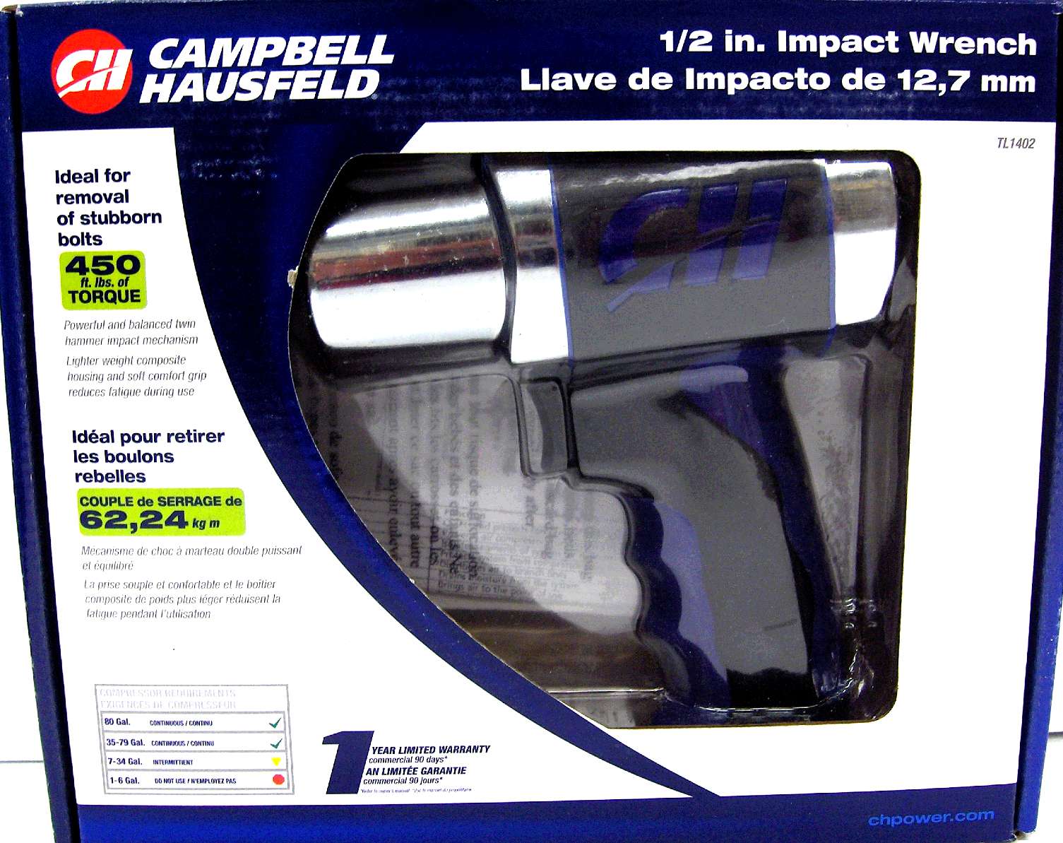 AIR IMPACT WRENCH 1/2-IN 450-FT/LB