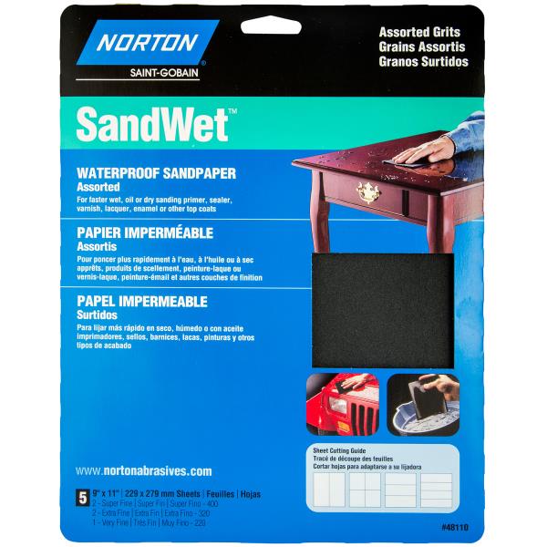 SANDWET SANDING SHEET ASSORTED 5 PK