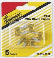 AUTO FUSE MINI YELLOW 20 AMP 5 PK