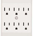 WALL TAP 6 OUTLET WHITE 15A 125V