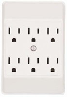 WALL TAP 6 OUTLET WHITE 15A 125V