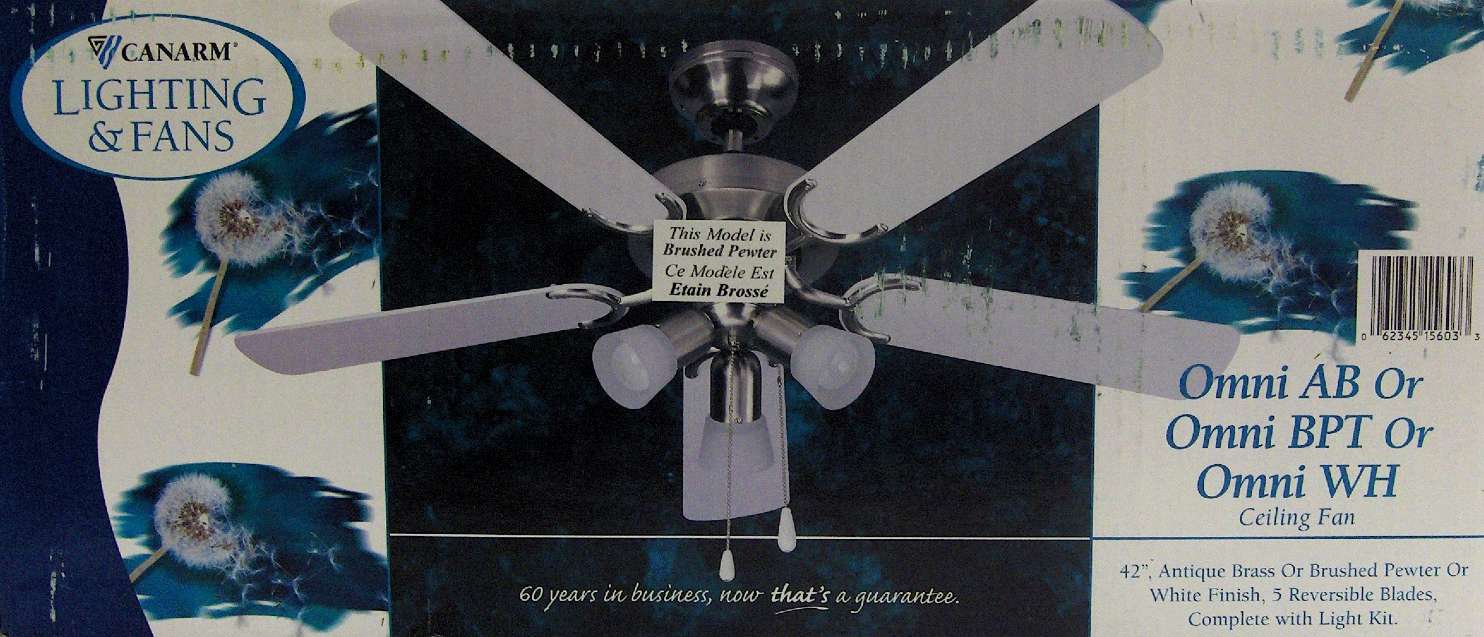 OMNI CEILING FAN PEWTER 42-IN