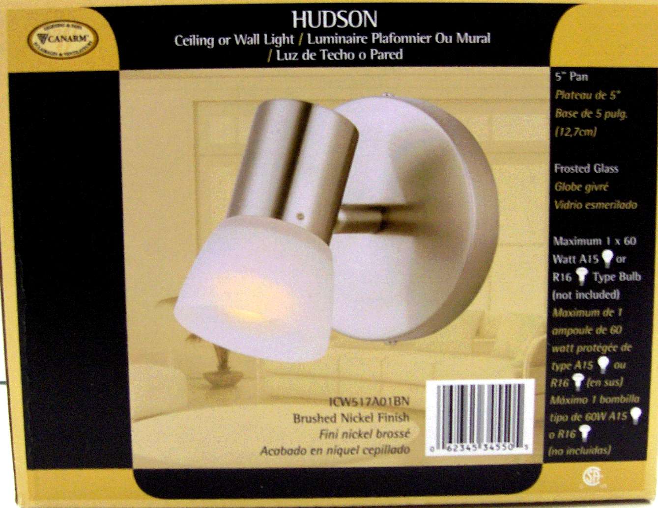 HUDSON 1 LIGHT WALL CEILING NICKEL