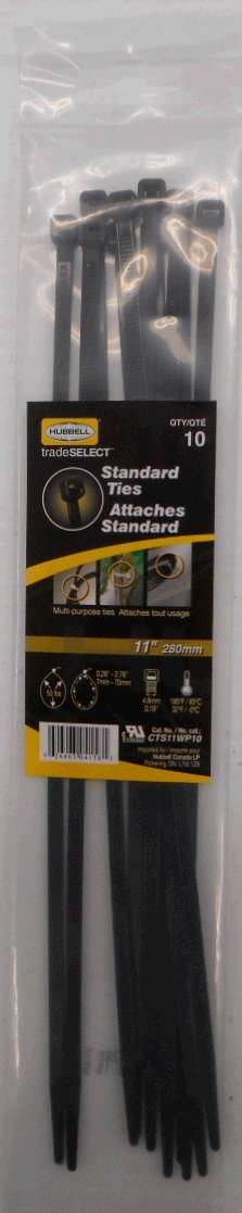 CABLE TIE BLACK 11-IN 10 PK