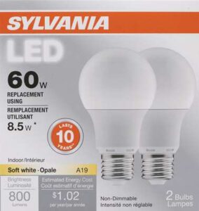 A19 LED BULB SOFT WHITE 8.5W 2 PACK