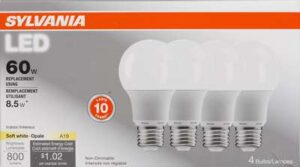 A19 LED BULB SOFT WHITE 8.5W 4 PACK