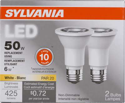 PAR20 LED BULB SOFT WHITE 6W 2 PACK
