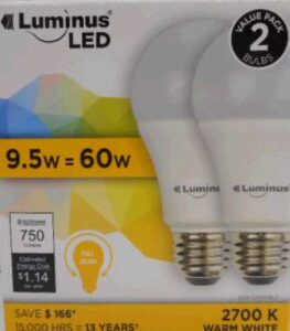 A19 LED BULB SOFT WHITE 9W 2PK