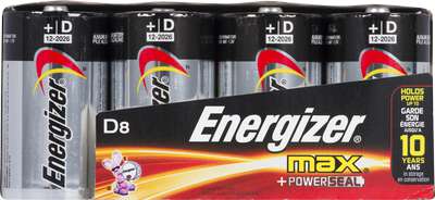 MAX ALKALINE BATTERY D 8 PACK