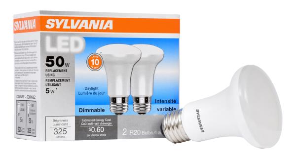 R20 LED LIGHT BULB DAYLIGHT 5W 2 PK
