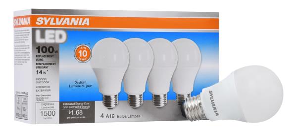 A19 LED LIGHT BULB DAYLIGHT 14W 4PK
