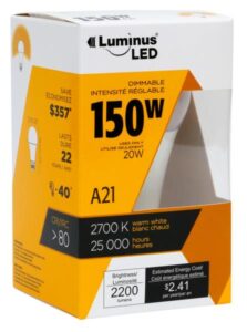 A21 LED BULB 20 WATT 2700 K