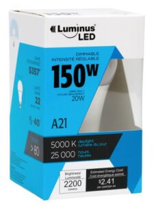 A21 LED LIGHT BULB DAYLIGHT 20W