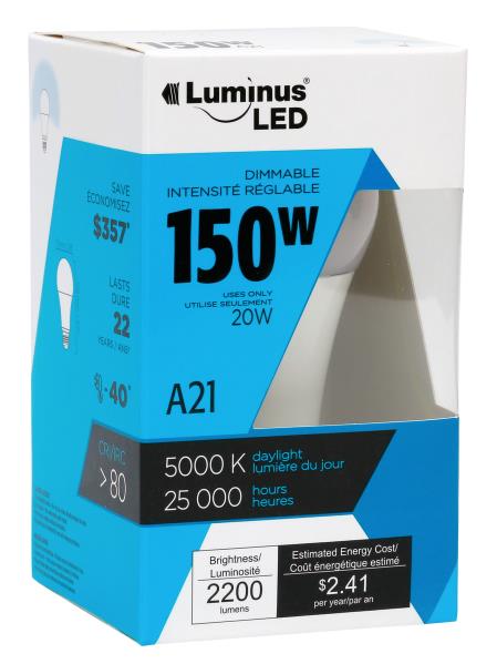 A21 LED LIGHT BULB DAYLIGHT 20W