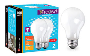 A19 LIGHT BULB FROSTED 100-W 2 PACK