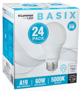 A19 LED BULB DAYLIGHT 9-W 24 PK